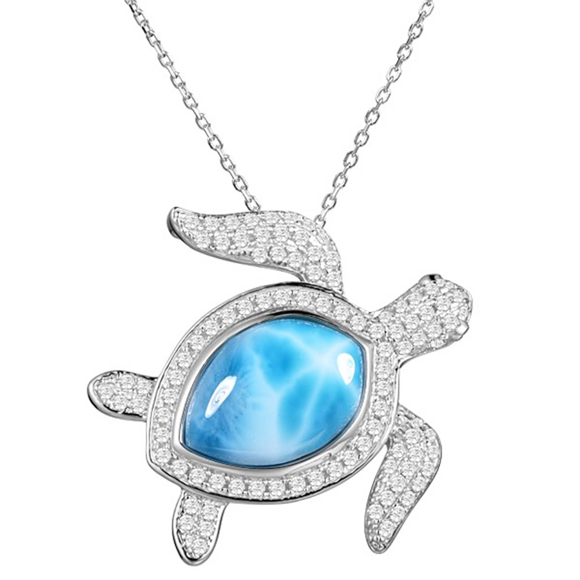 Jewelry Accessories Key Chain Bracelet Necklace Pendants Natural Larimar Turtle Earring Pendant 925 Sterling Silver Set