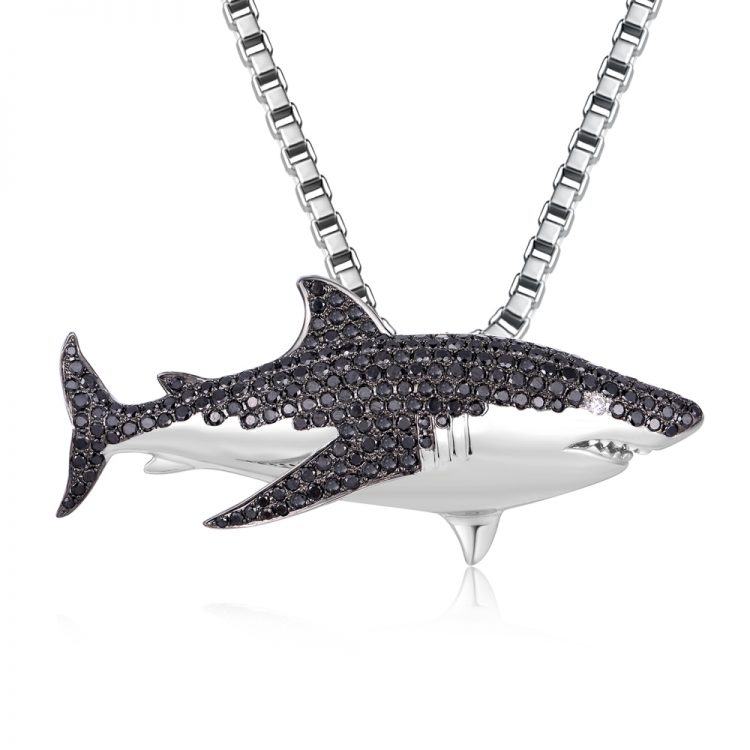 Hip Hop Fashion Men's Iced Out Shark Pattern Pendant Cuban Chain Necklace  Artificial Jewelry - Temu Saudi Arabia
